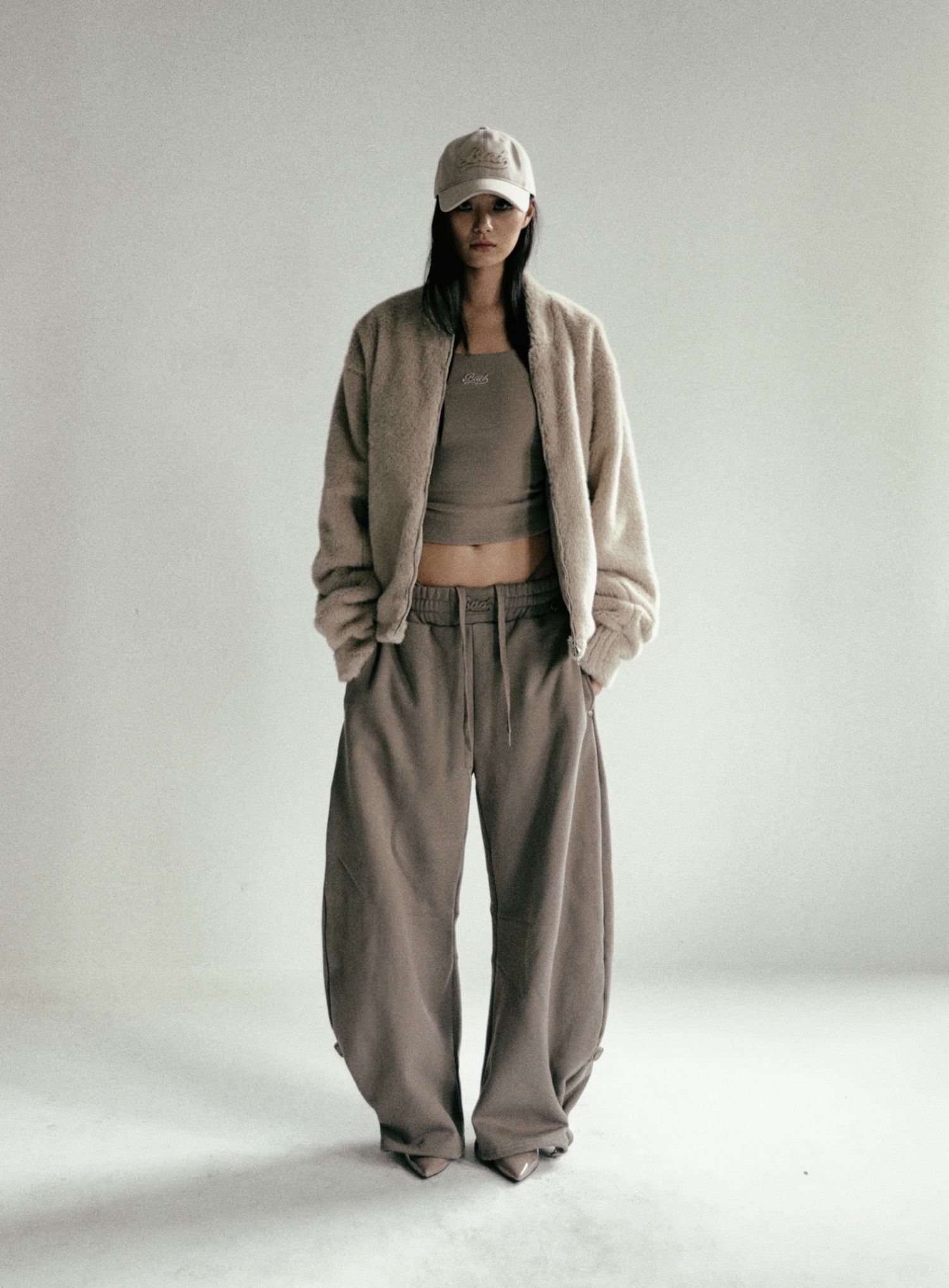 Beyond Soft Light Fur Zip Up Jacket - Sand