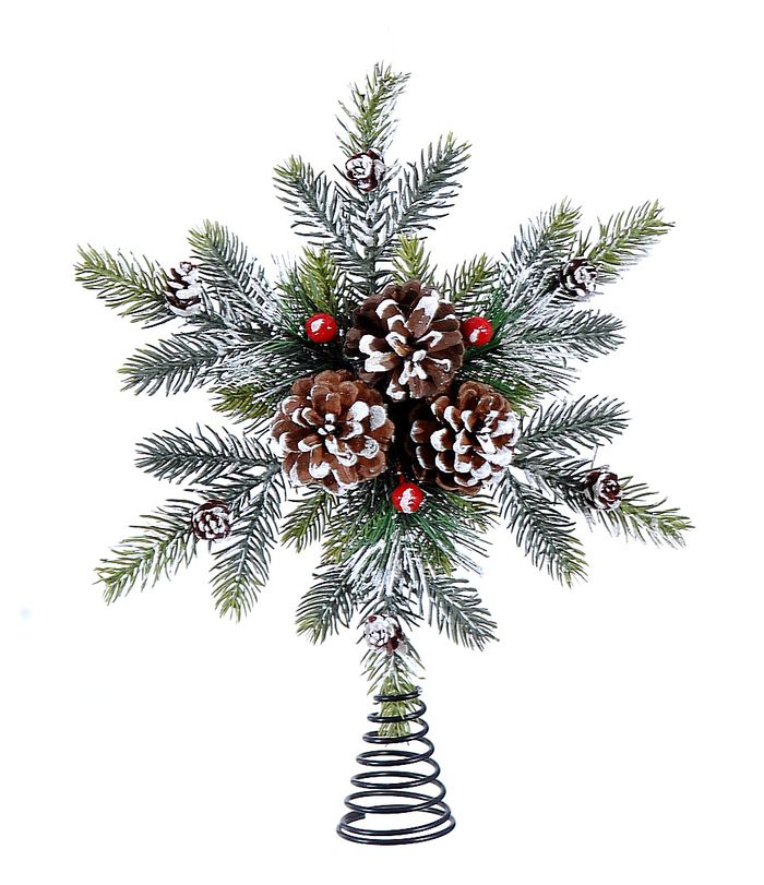 Tree topper snowflake w/pinecones & berries