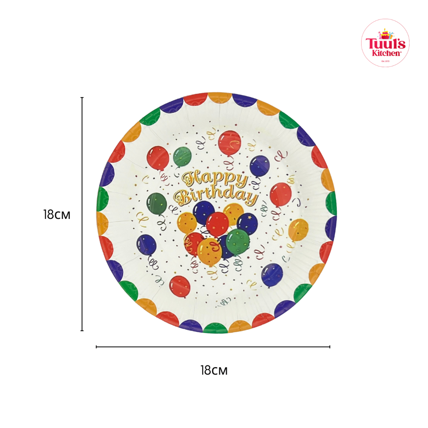 HBD таваг цагаан, шаартай  18cm