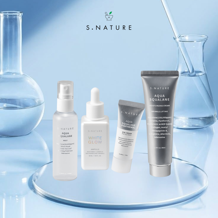 S.NATURE Aqua Squalane арьс арчилгааны сет (Mist, Ampoule, Eye Cream, Moisturizer)