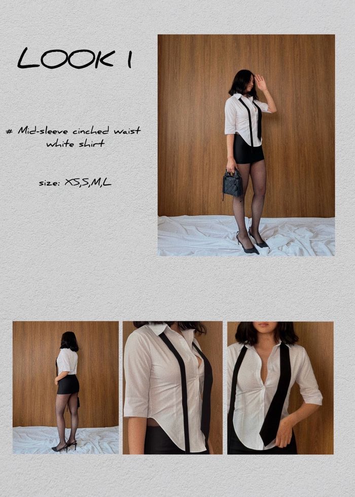 CINCHED WAIST MID-SLEEVE SHIRT