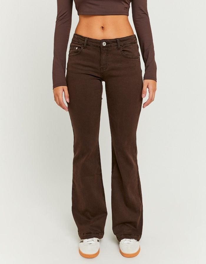 Brown Low Waist Flare Trousers