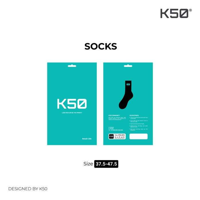 Regular Black Socks - 75g / Size: 37.5-47.5