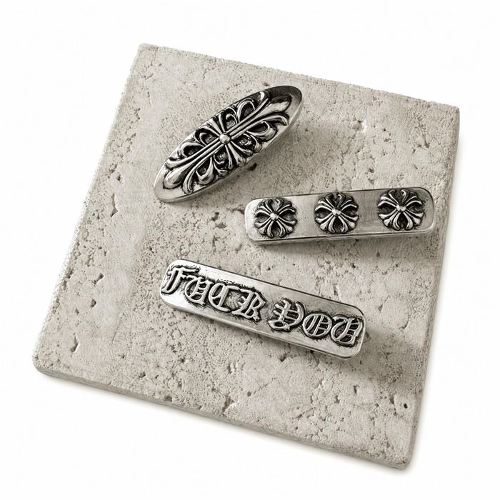 Silver Cross Hair Clip Set