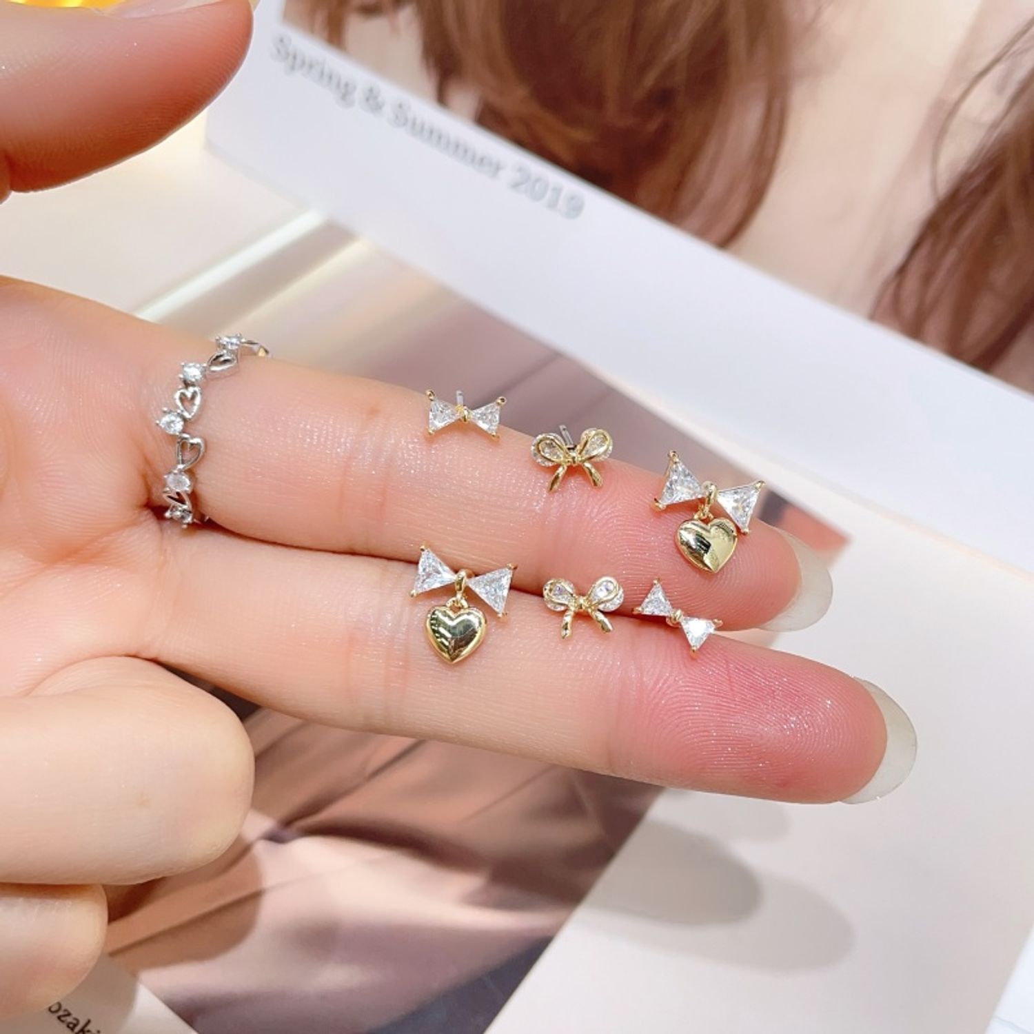 Bowknot Stud Earrings 3Pairs