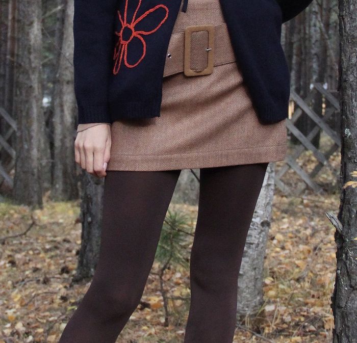 Herringbone Wool Mini Skirt