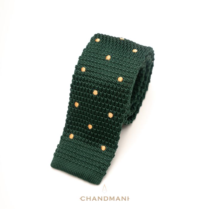 Tipped Knit Green Polka
