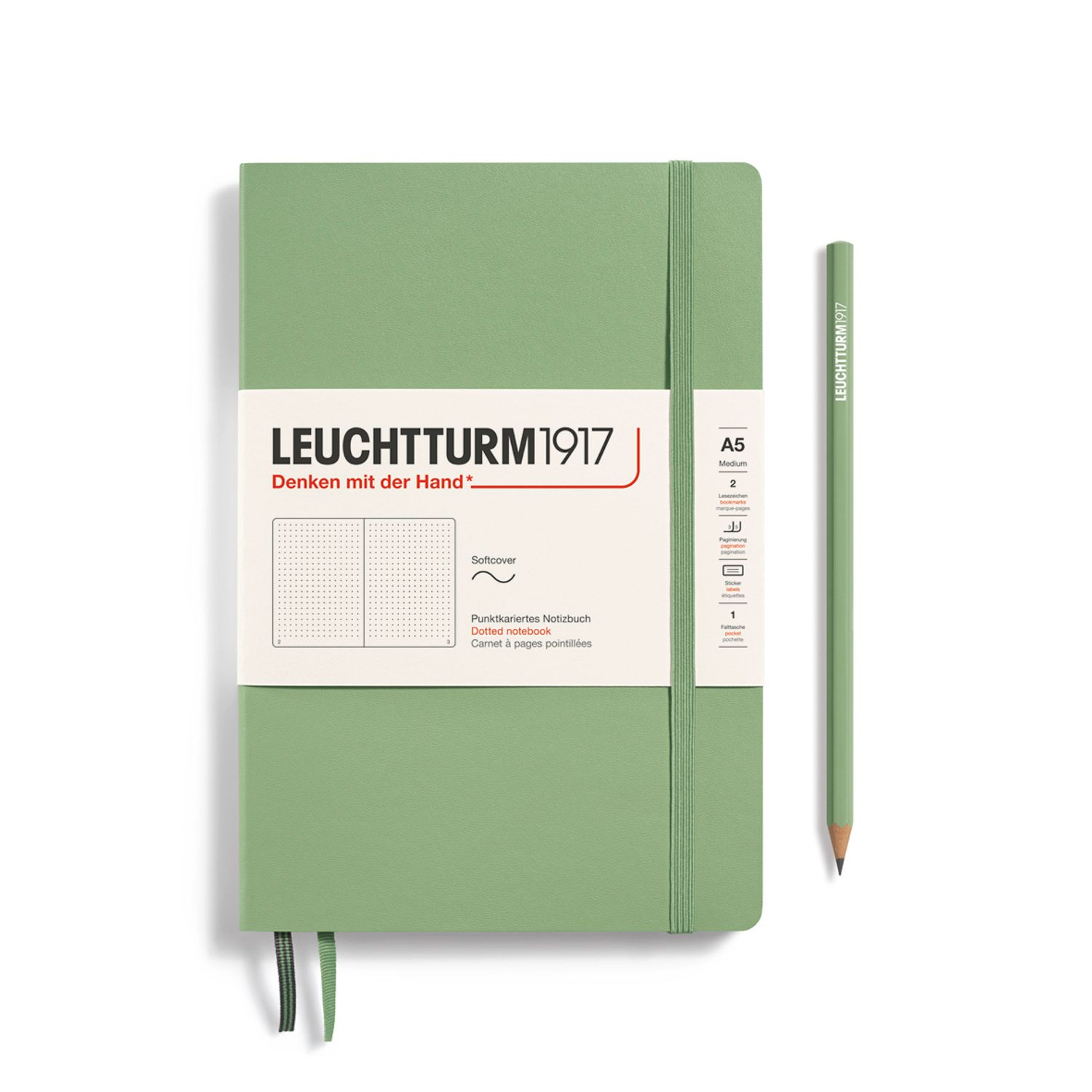 Sage, Softcover, Medium (A5), 123 p., dotted