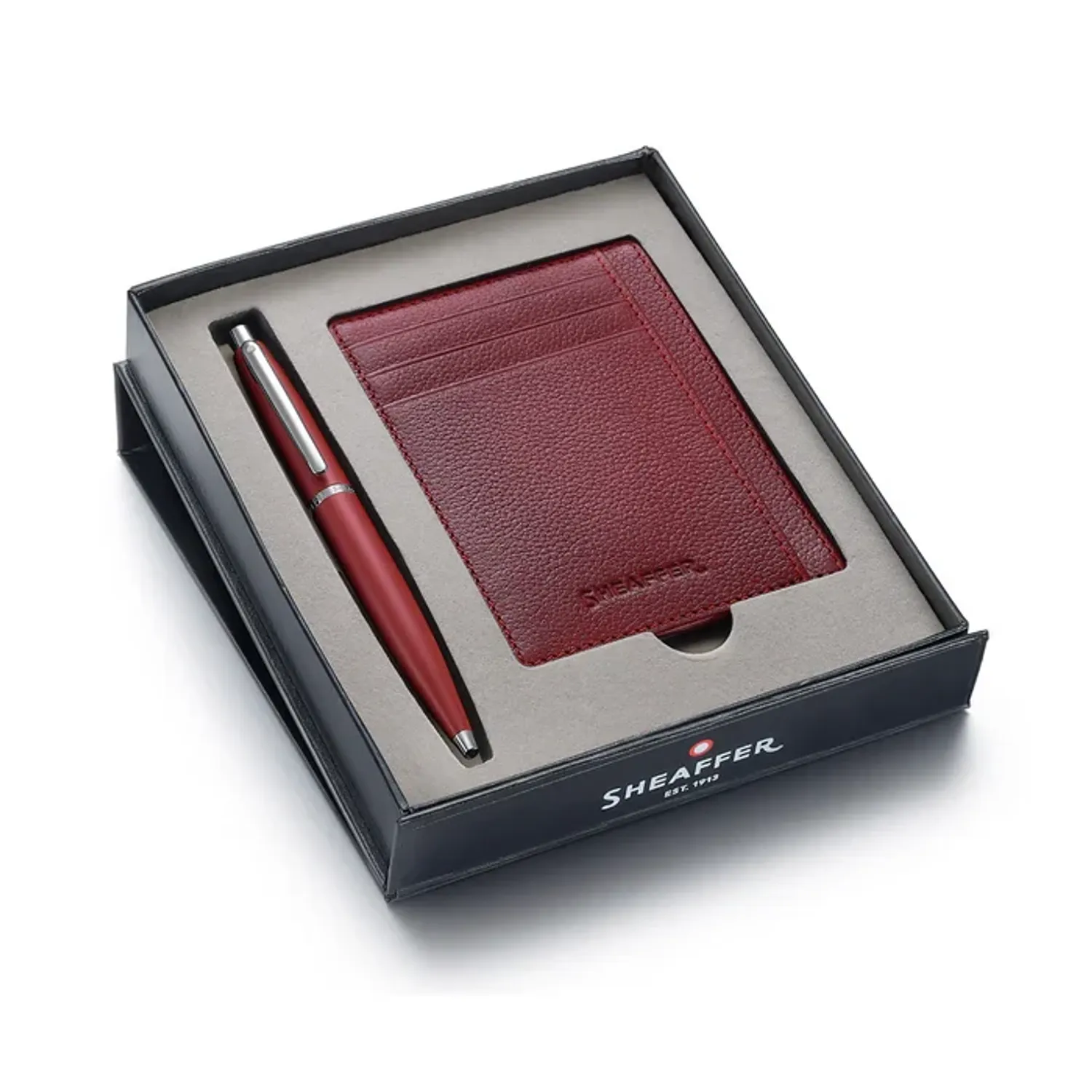 SHEAFFER RED,PEN SHEAFFER VFM 9403 EXCESSIVE RED WITH CHROME PLATED TRIM BP, SAPPHIRE NIGHT CREDIT CARD HOLDER (RED)