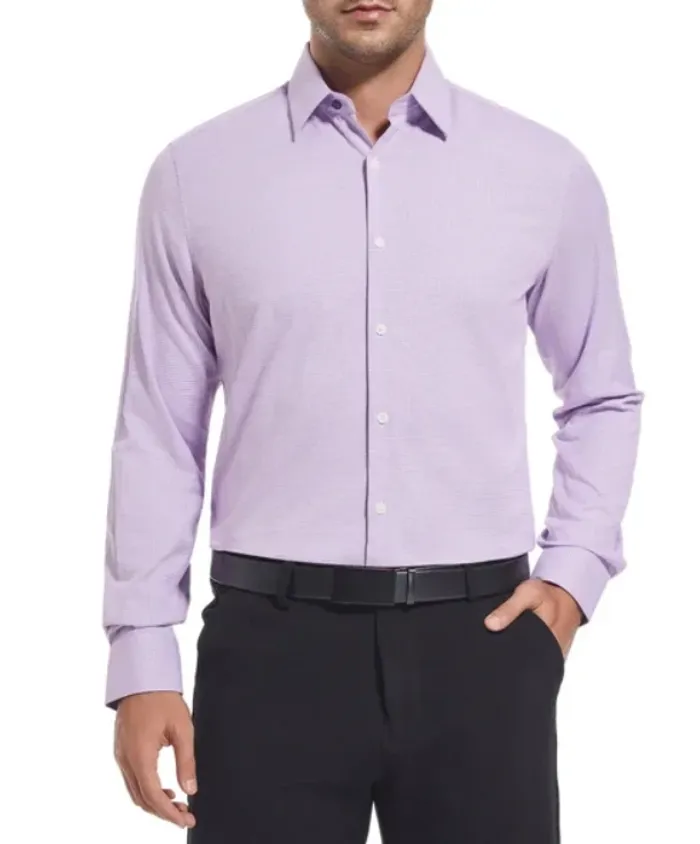 Duchamp Men's Slim Fit Cotton Stretch Shirt, Dark Purple, XXL