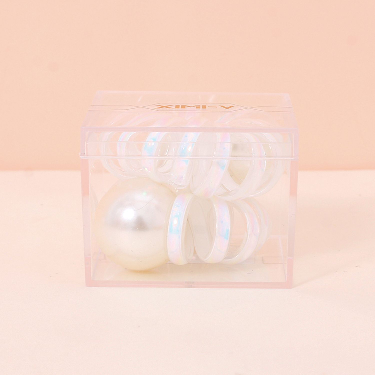 Large Pearl Spiral Hair Ties 2 PCS (White)