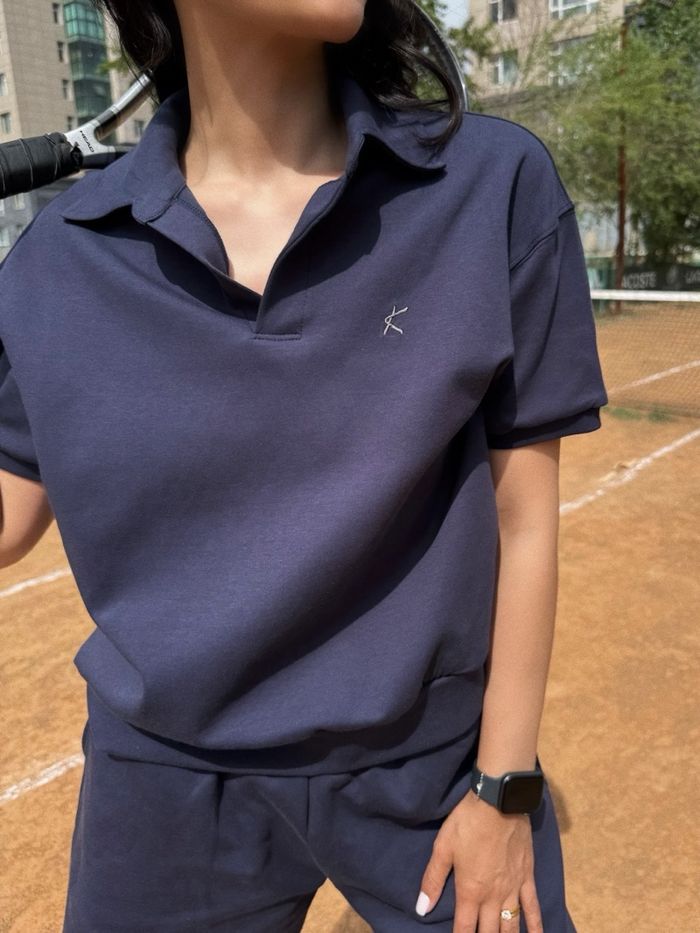 Midi sleeve polo shirt