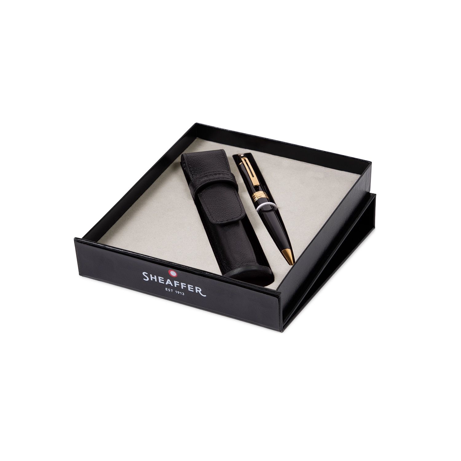 PEN SHEAFFER 300BRIGHT CHROME WITH GOLD TONE TRIMS BP WITH SINGLE LEATHER POUCH 