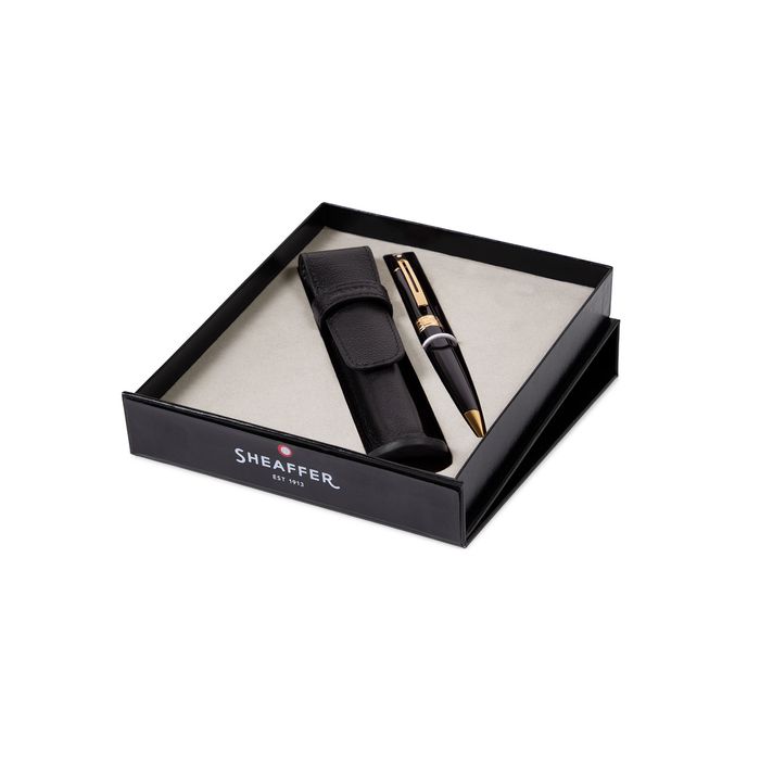 PEN SHEAFFER 300BRIGHT CHROME WITH GOLD TONE TRIMS BP WITH SINGLE LEATHER POUCH 