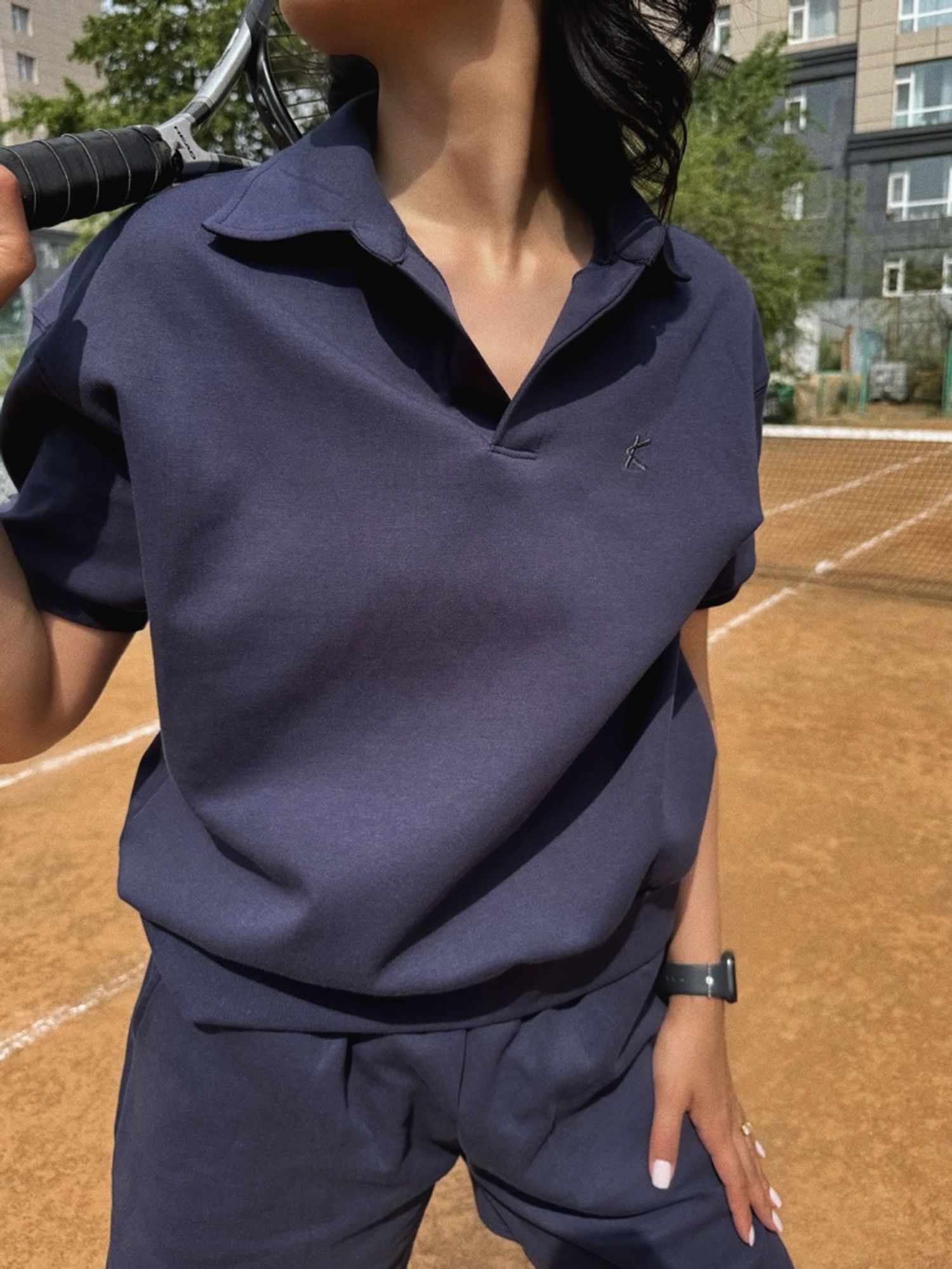 Midi sleeve polo shirt