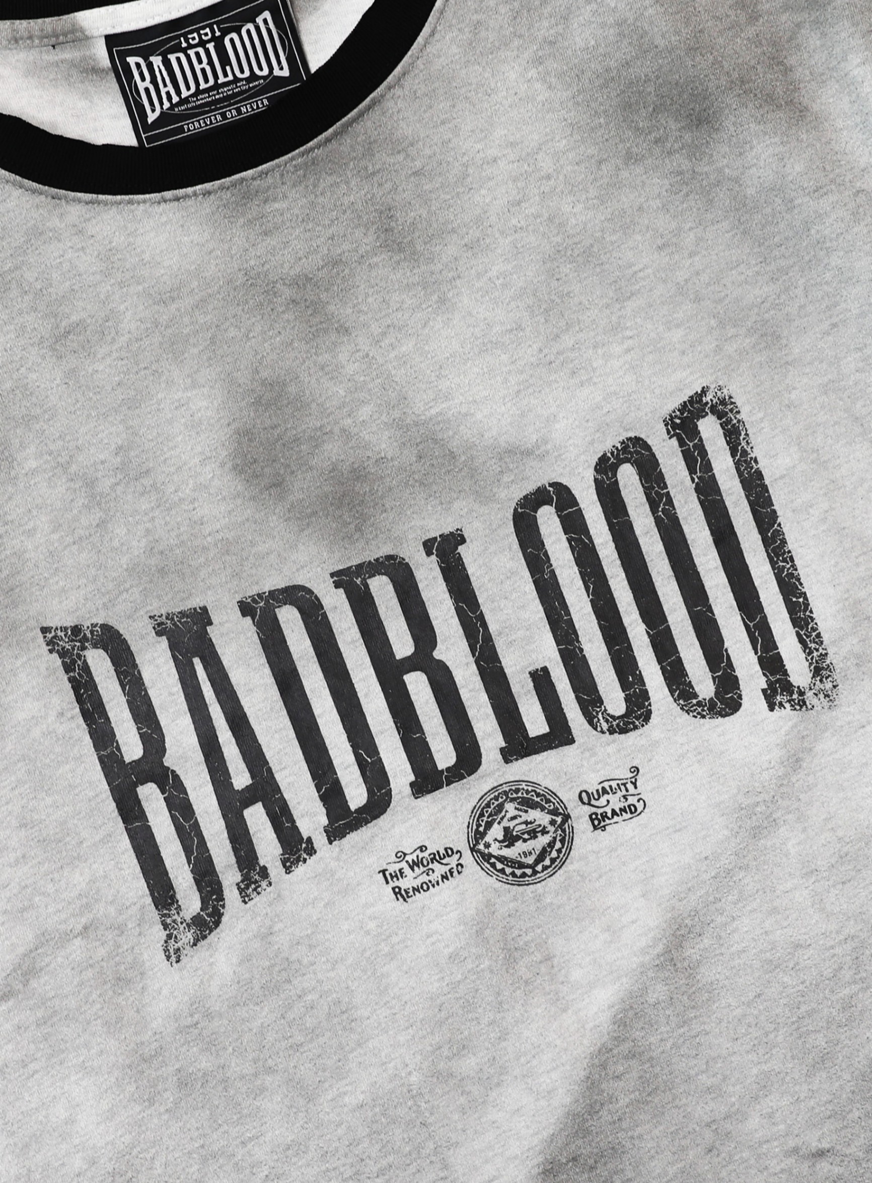 ★BADBLOOD★ Curved Logo Dusty Ringer T-Shirt Black w-tee25- Badblood Curved Logo Dusty Ringer T-Shirt White – BBGSHOPHK