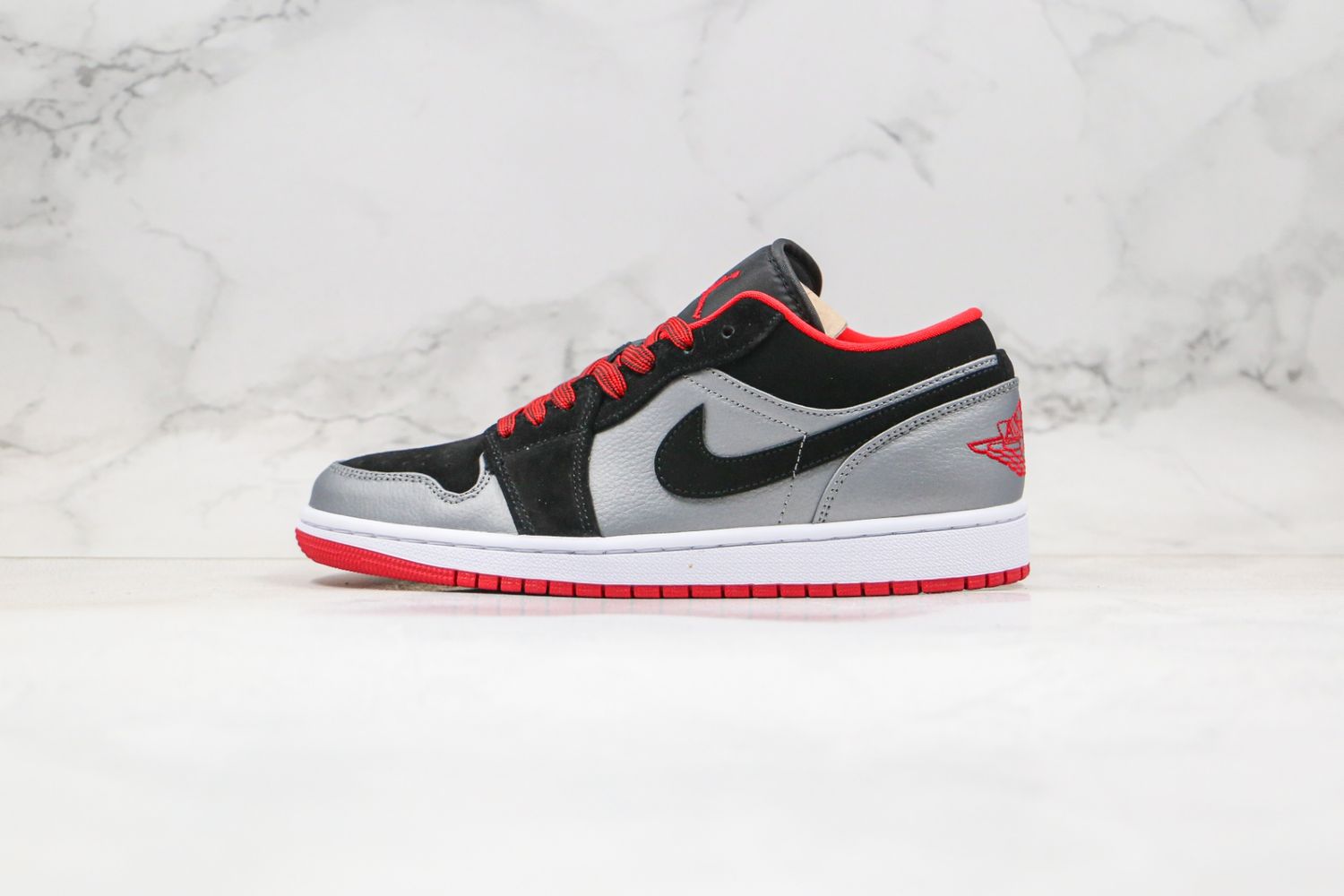 Jordan 1 Low Black Dark Grey Gym Red