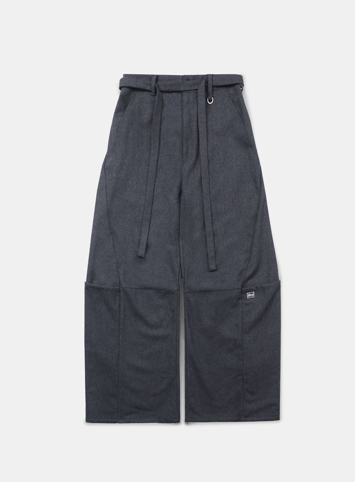 Curved Wool Cargo Pants - Charcoal