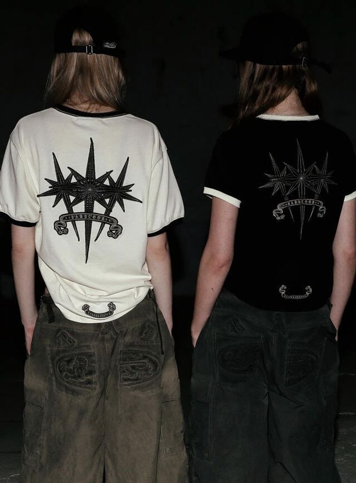  Cosmo Triple Patch Ringer T-Shirt - Black