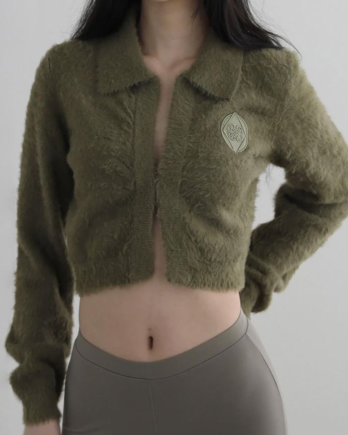 Rhombus Mohair Cardigan - Khaki