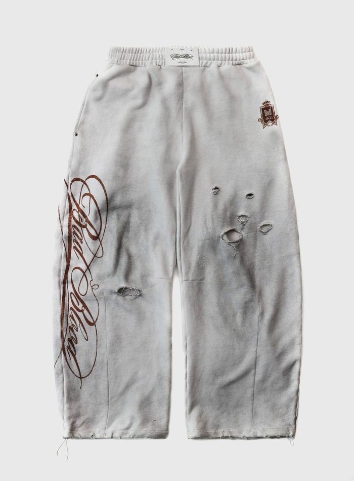 Royal Classic Distressed 2-Way Curved Jogger Trousers - White