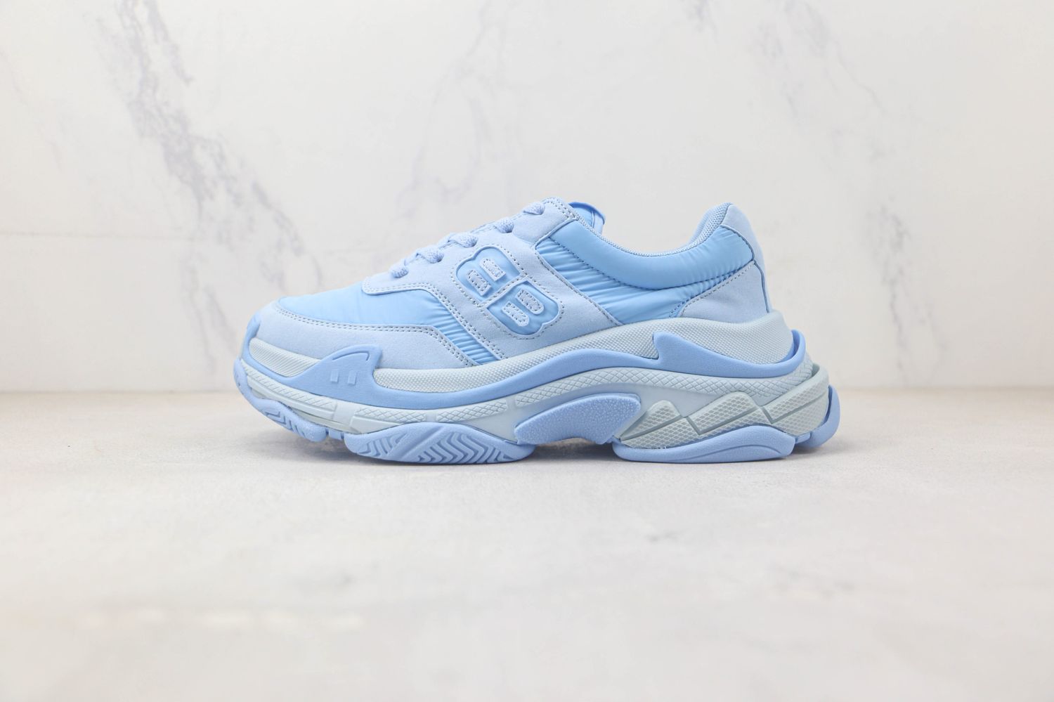 Balenciaga Triple S Sneakers in Suede & Nylon Blue