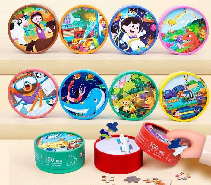 100ш модон пазль Дугуй хайрцагтай 