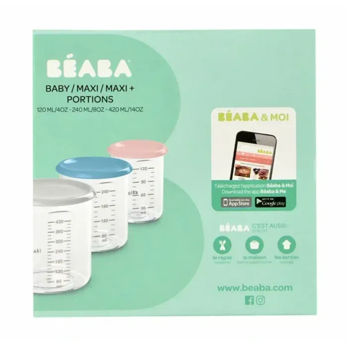 Béaba Baby/Maxi/Maxi+ Portions тритан сет 120,240,420мл