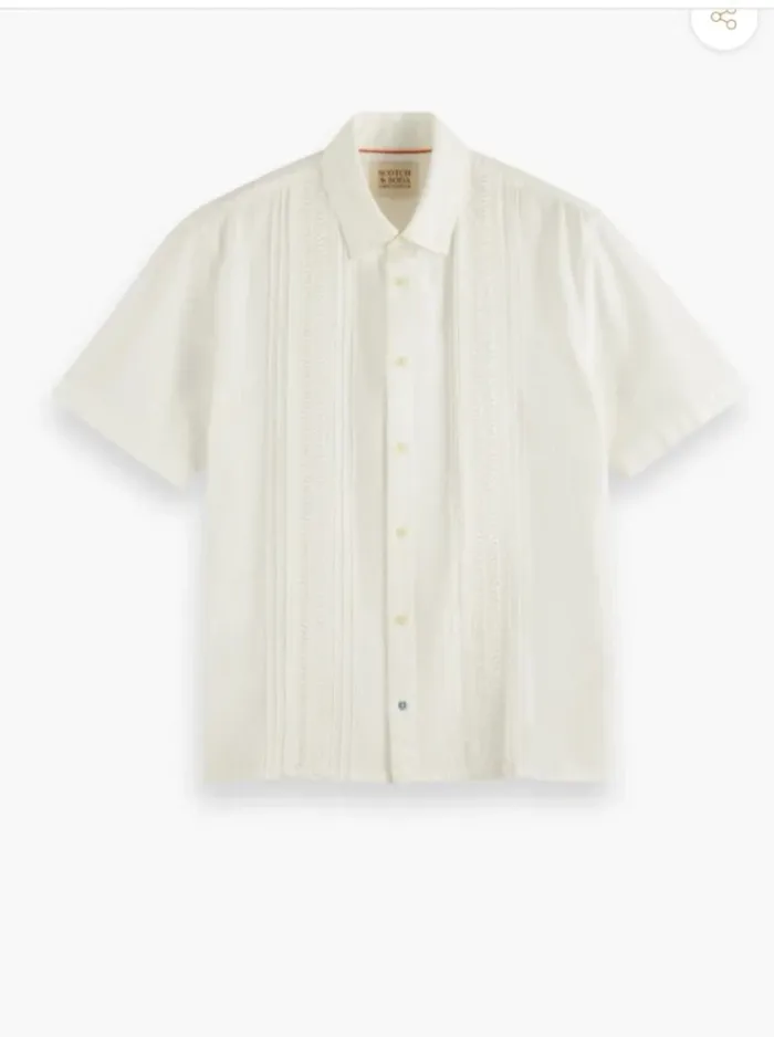 Scotch & Soda Amsterdam Men's Short Sleeve Shirt, White, XL