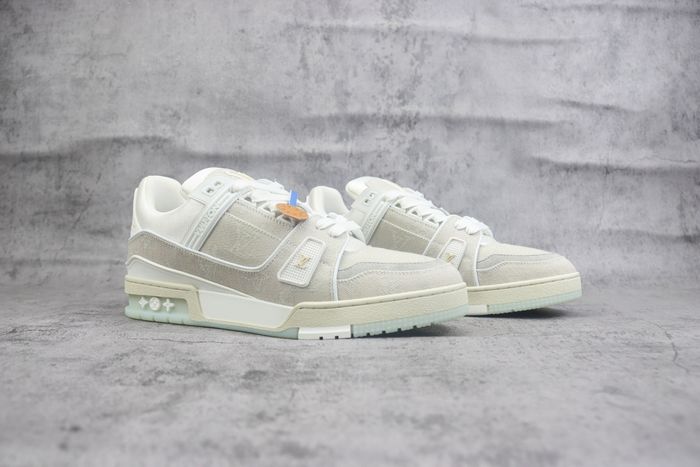 Louis Vuitton LV Trainer Beige White Monogram Denim