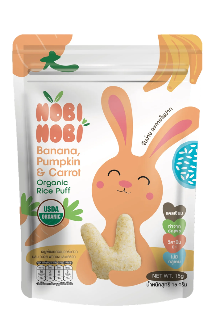 Organic Rice Puffs Banana Pumpkin & Carrot/ Будааны чипс (Гадил болон хулуутай)