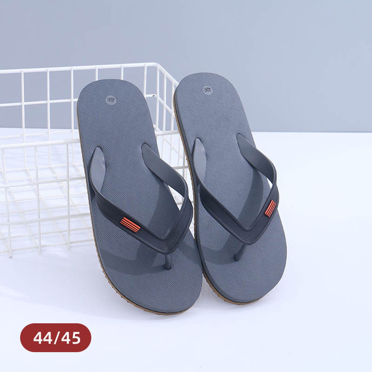 Simple Solid Color Flip Flops for Men(Black)(44/45)