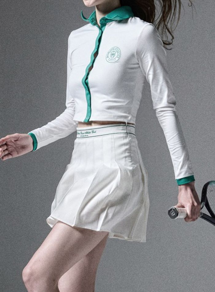 Classic Athletic Logo Tennis Skirt - Green Logo