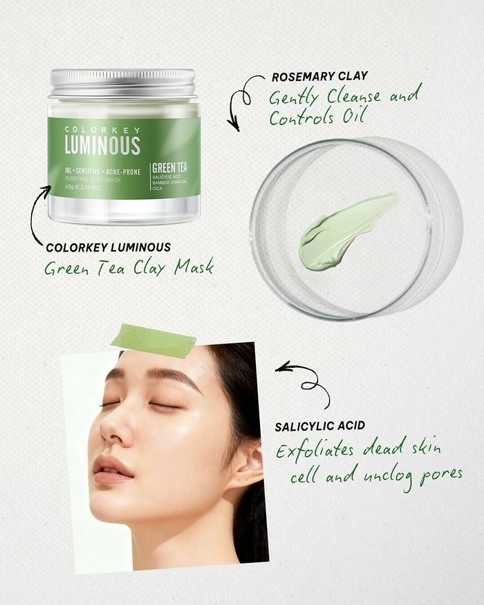 COLORKEY LUMINOUS Green Tea Purifying Clay Mask 60g