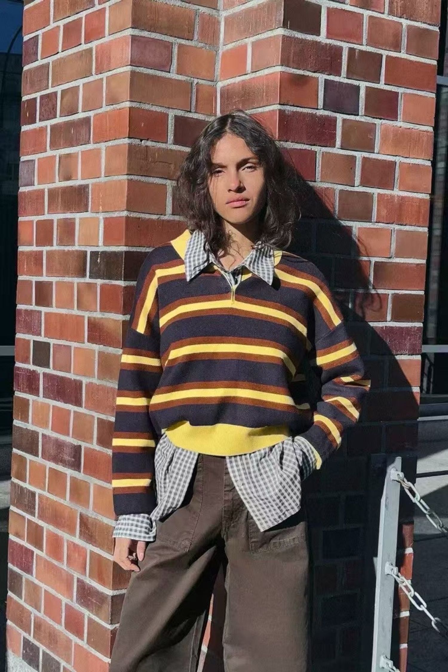 Zara yellow stripped shirt