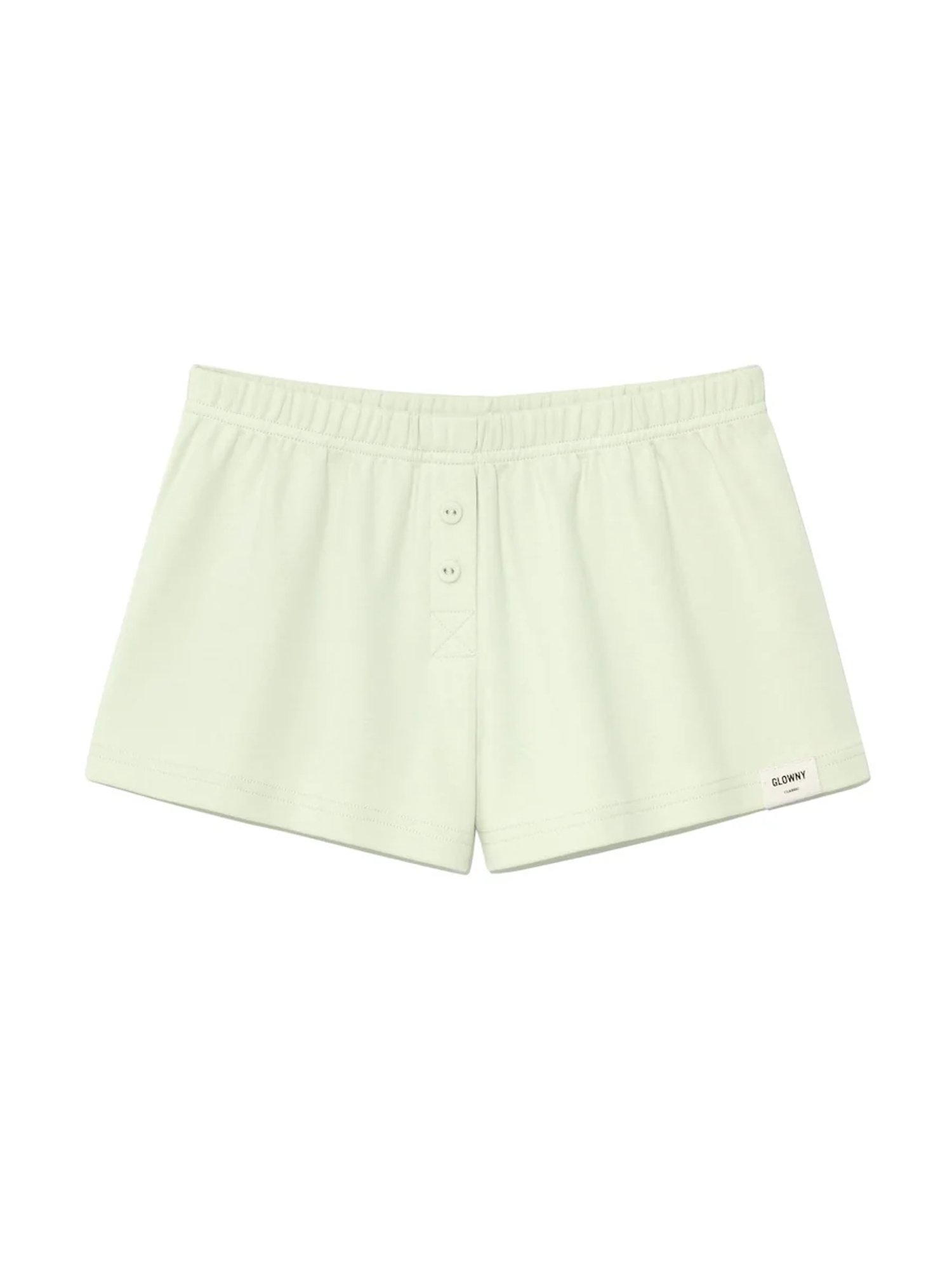 BUTTON FLY MINI SHORTS - PISTACHIO