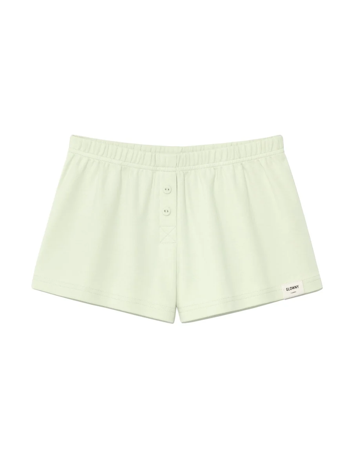 BUTTON FLY MINI SHORTS - PISTACHIO
