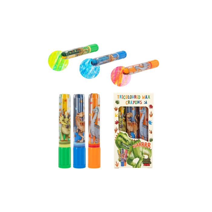 Mini Dino Tricolor Crayon set