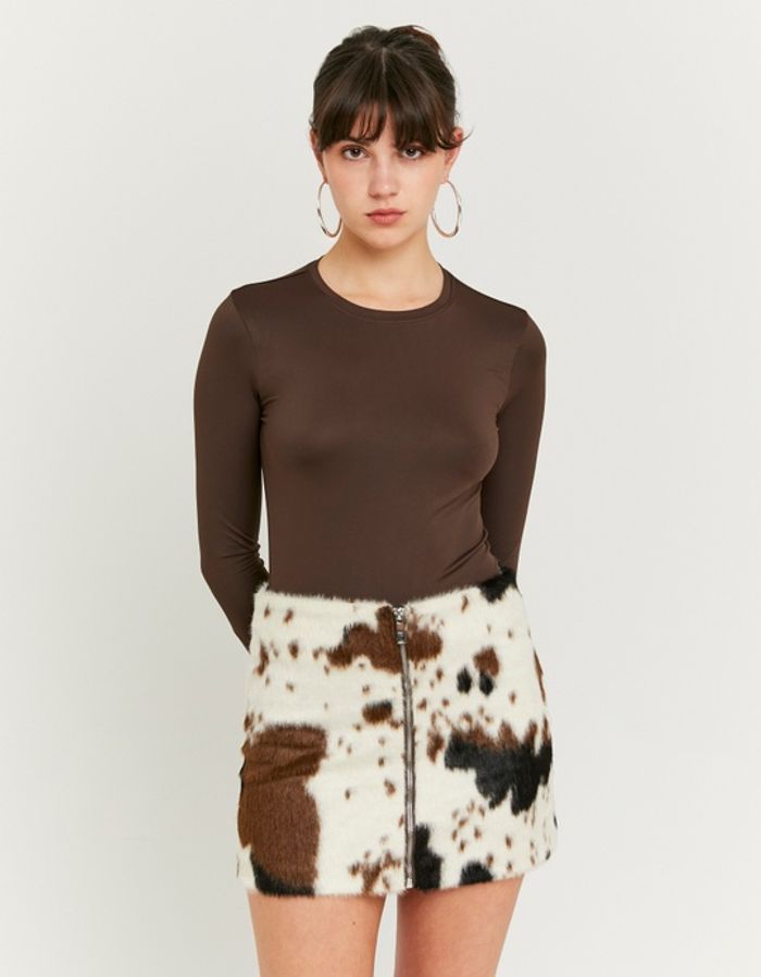 Cow Printed Zip Up Skirt