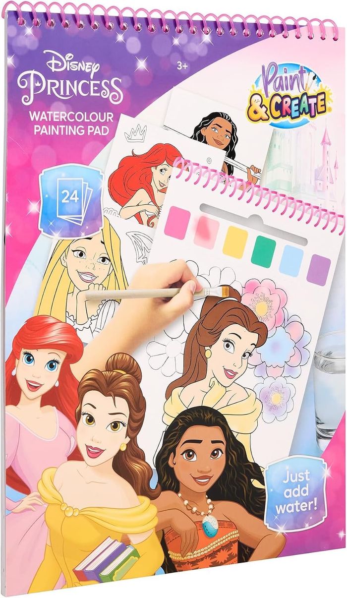 Disney Princesses – Colouring Book with Water – 24 Aquarello Designs – Brush Included – Just Add Water -Copy
