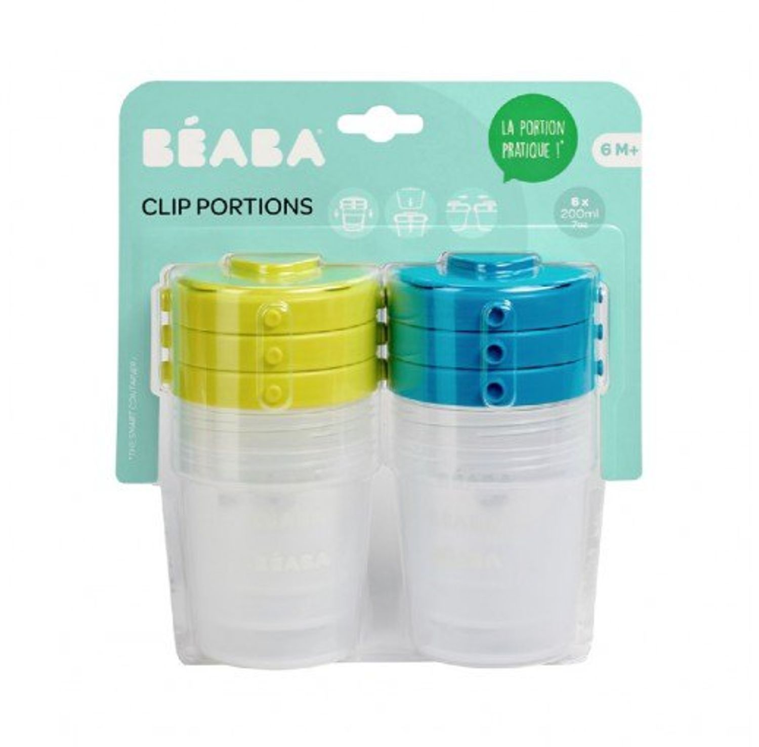 Beaba Clip Portions Хэмжүүртэй Хоол Хадгалах Савны Багц (200мл *6 ш)
