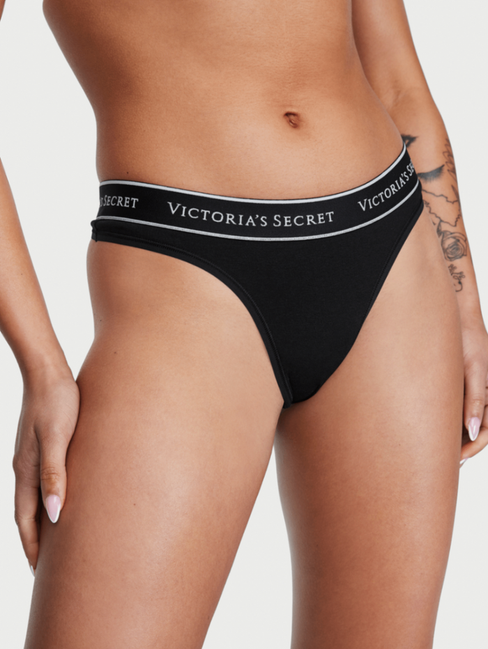 Logo Cotton Thong Panty