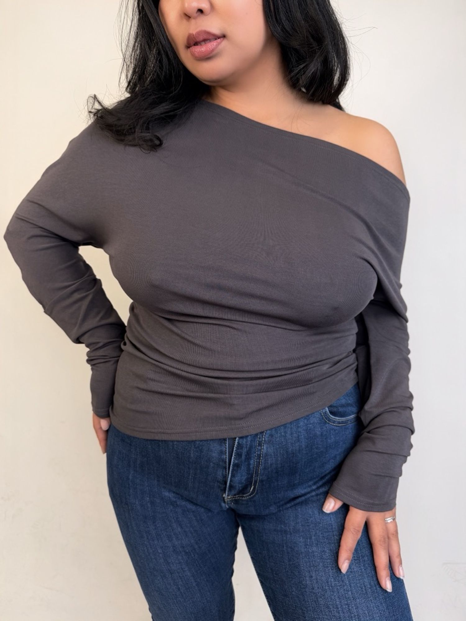 Lyocell Loose off shoulder top