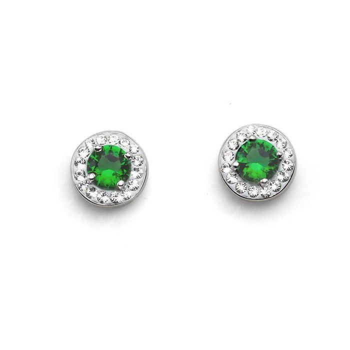62060 Gre Ээмэг Clear 925 AG RH Emerald
