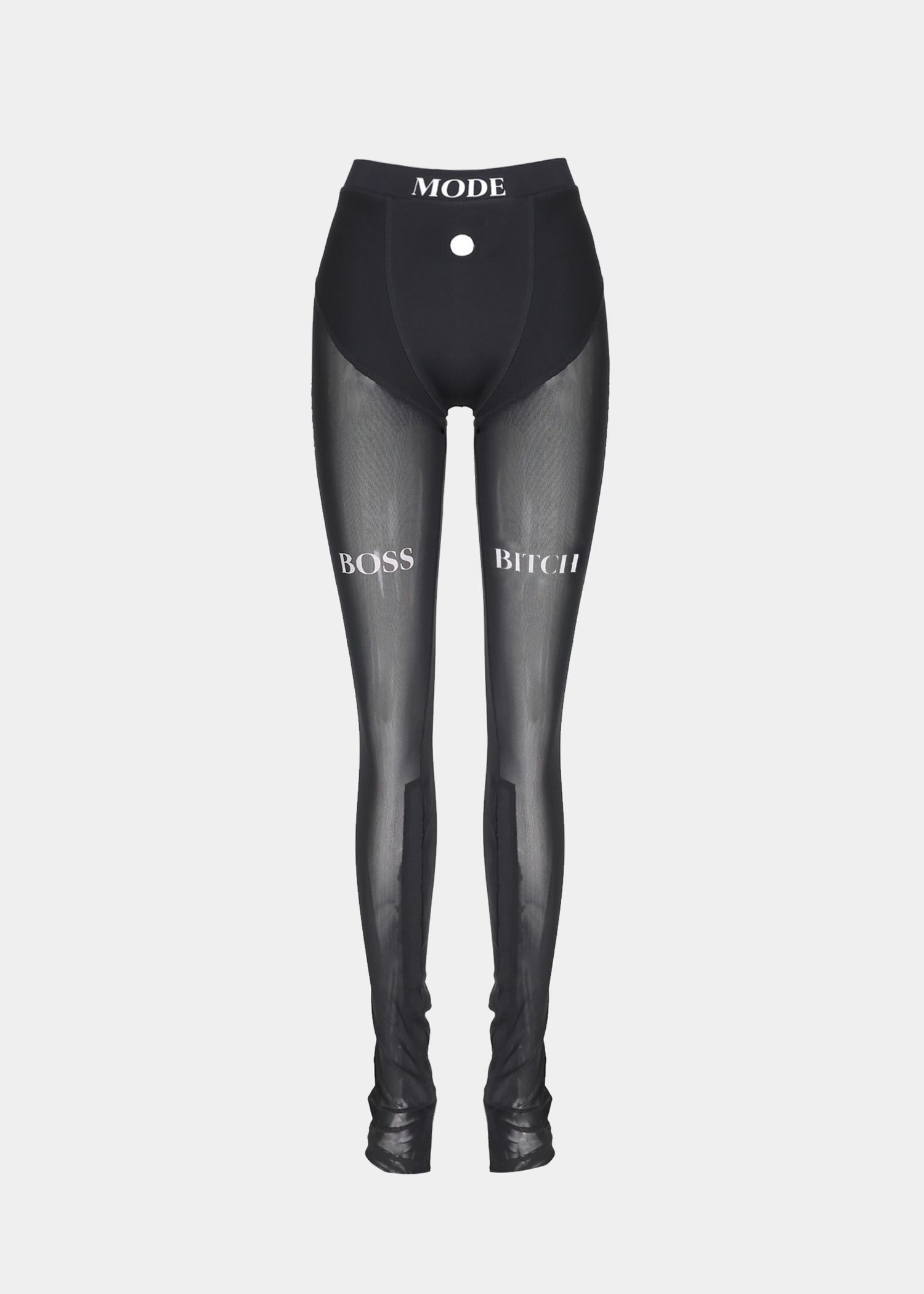 Boss Mode Mesh Brush Cut Tights Pants - Black