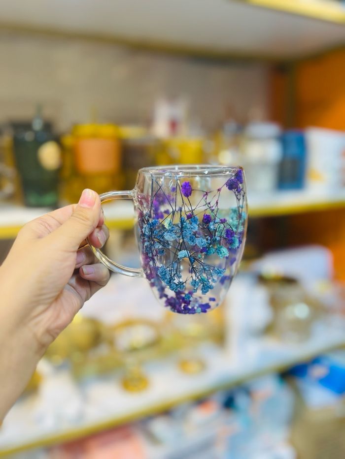 Цэцэгтэй шилэн аяга 2давхар шилтэй 400мл