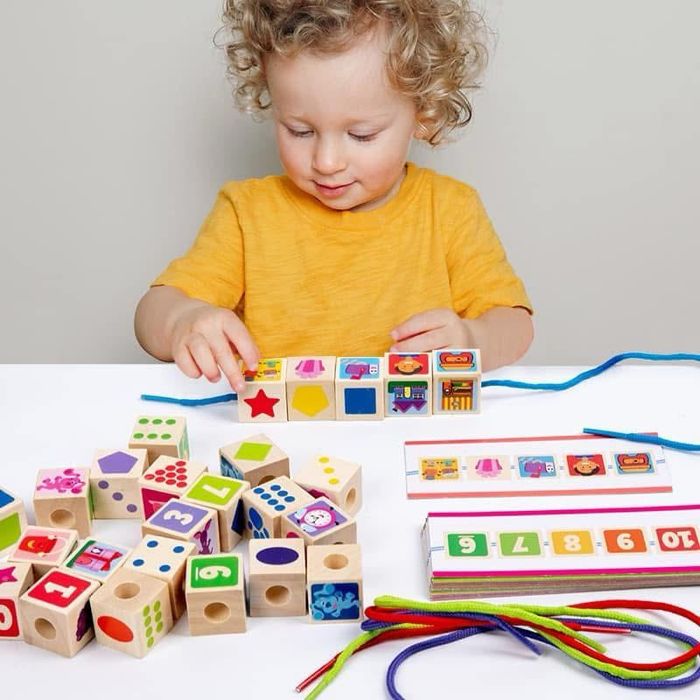 wooden beaded building blocks game
