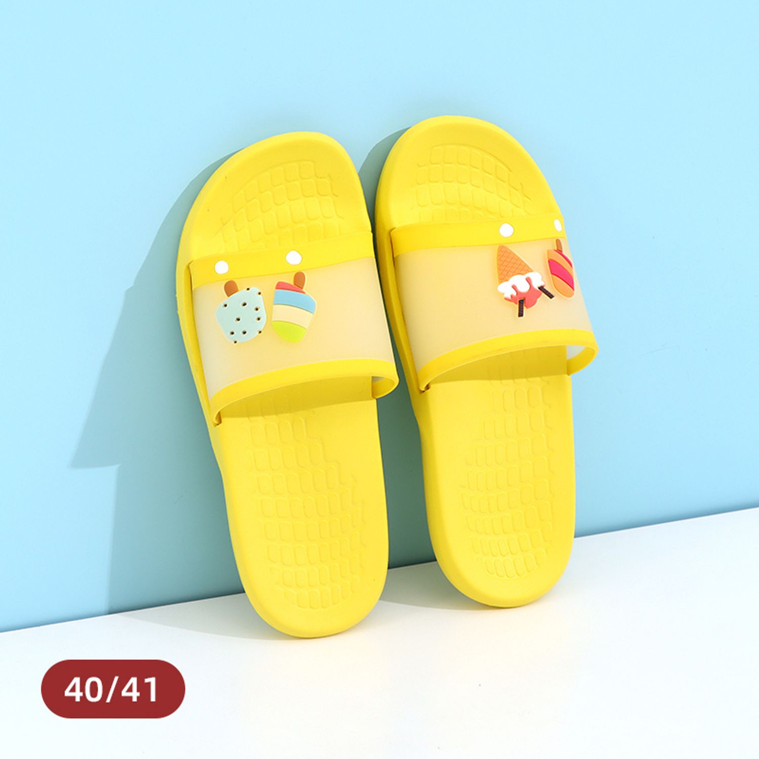 (Yellow) (40/41) Ice Cream Slide Slippers for Ladies