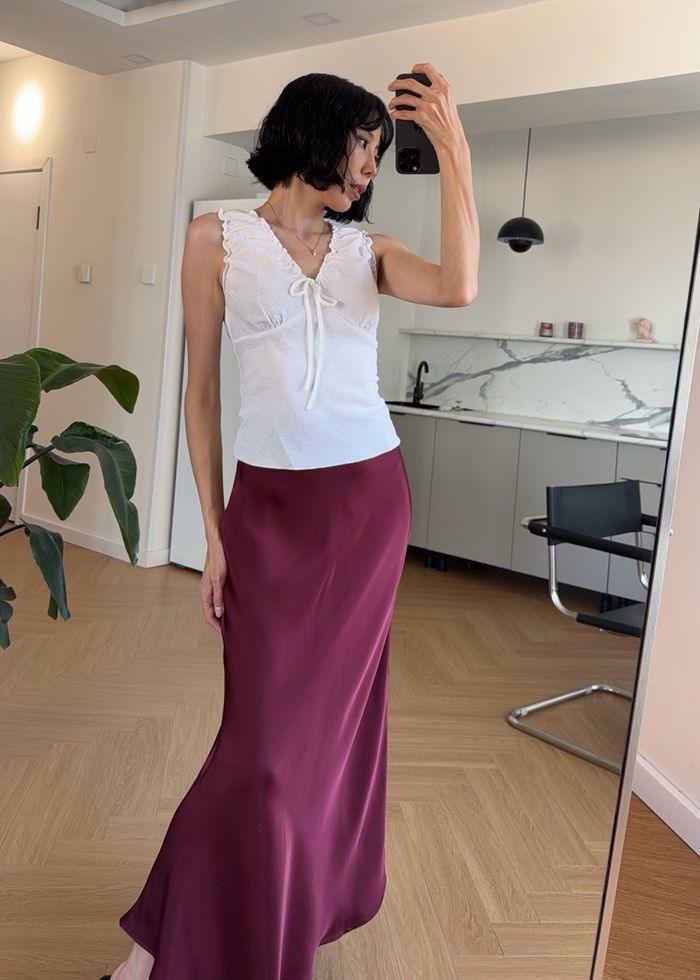 Burgundy Satin Skirt