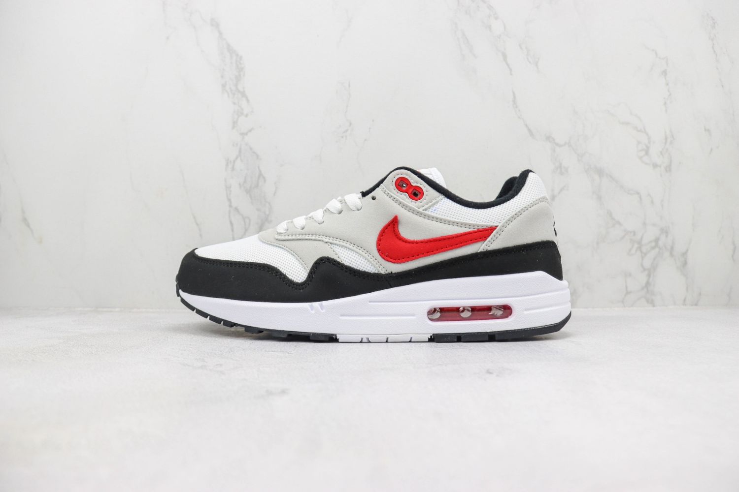 Nike Air Max 1 White University Red Pure  Platinum Black 